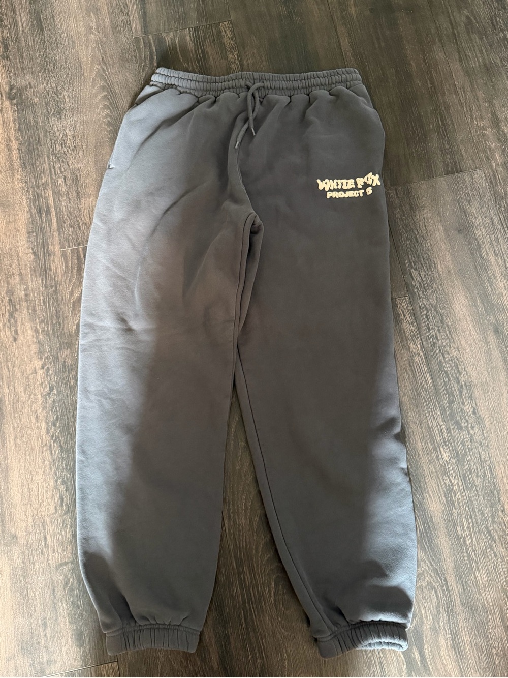 White Fox Boutique Charcoal Gray Sweatpants with Logo